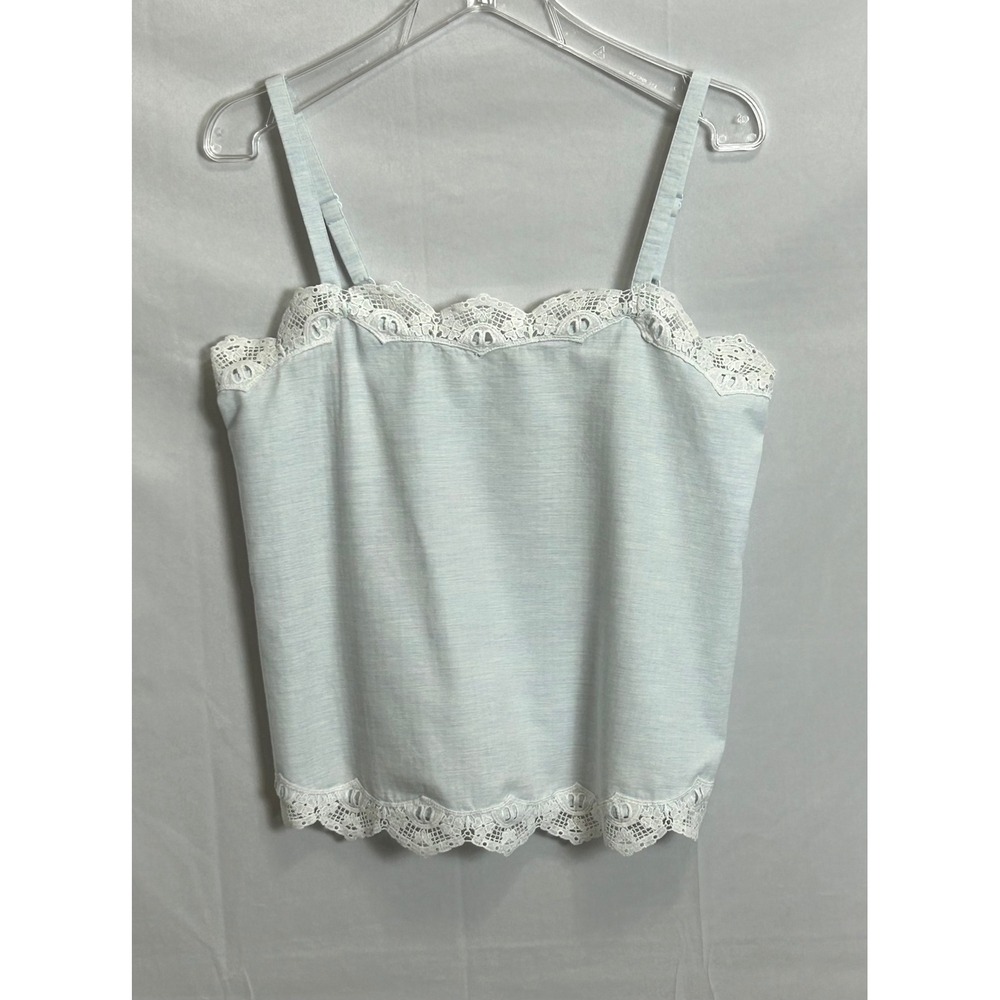 Country Road Light Blue Lace Trim Camisole Top Adjustable Straps Size Small